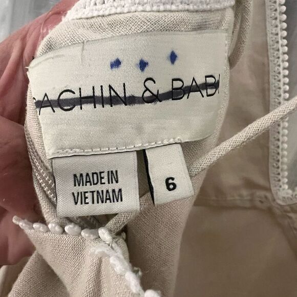 Sachin + Babi Cream Midi Dress with Floral Embroidery - Picture 13 of 16